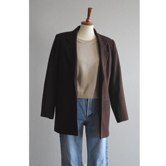 Vintage dark brown wool longline coat - Picture 2 of 7